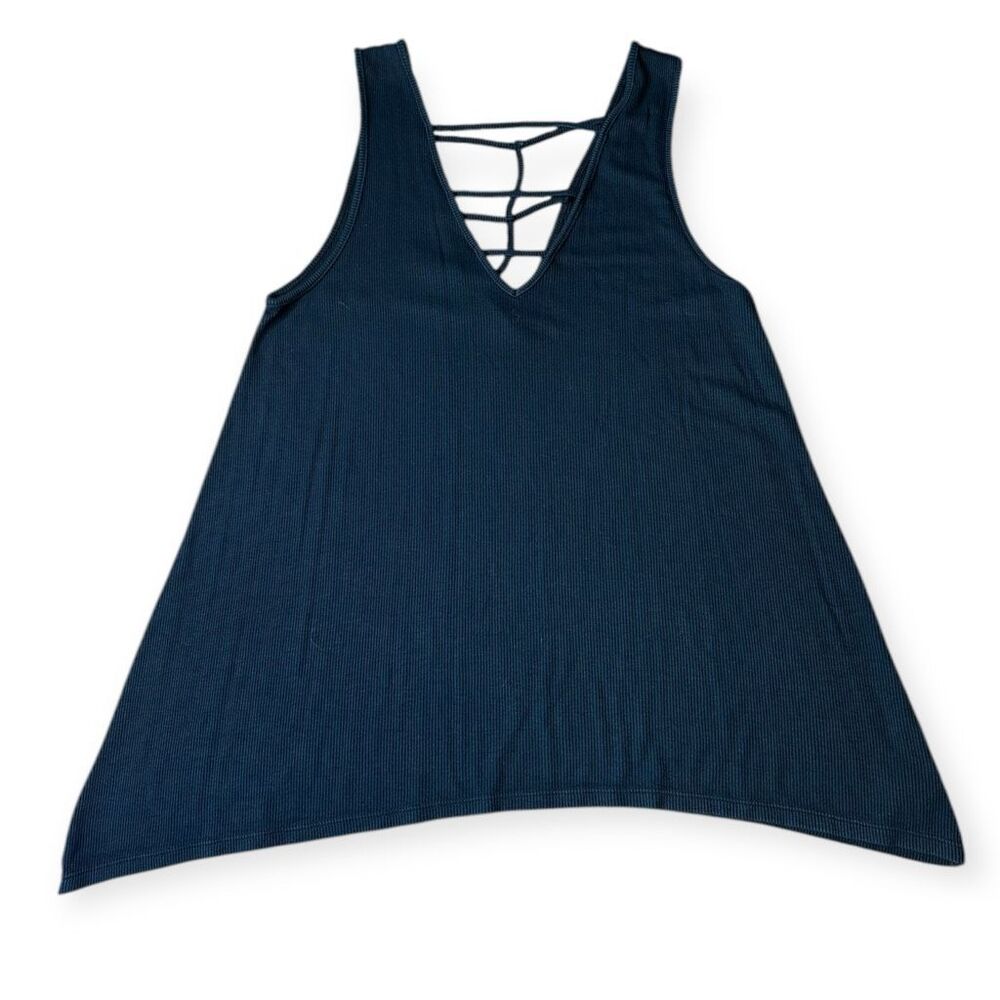 AMERICAN EAGLE Women’s Black Soft & Sexy Ribbed Strappy Tank Top Medium - Picture 2 of 5